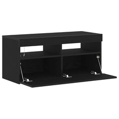 vidaXL TV Cabinet 90 x 35 x 40 cm Black Oak Engineered Wood 5
