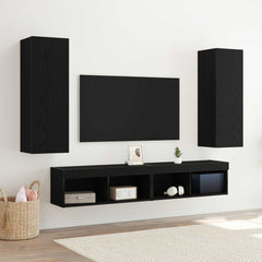 TV Cabinet Set 30.5x30x90 cm Engineered Wood 2 pcs Black oak