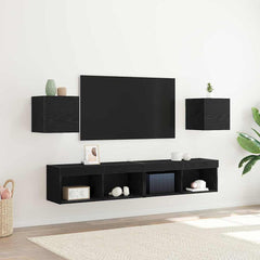 vidaXL Wall Mounted TV Cabinet 2 pcs Black Oak Engineered Wood 1