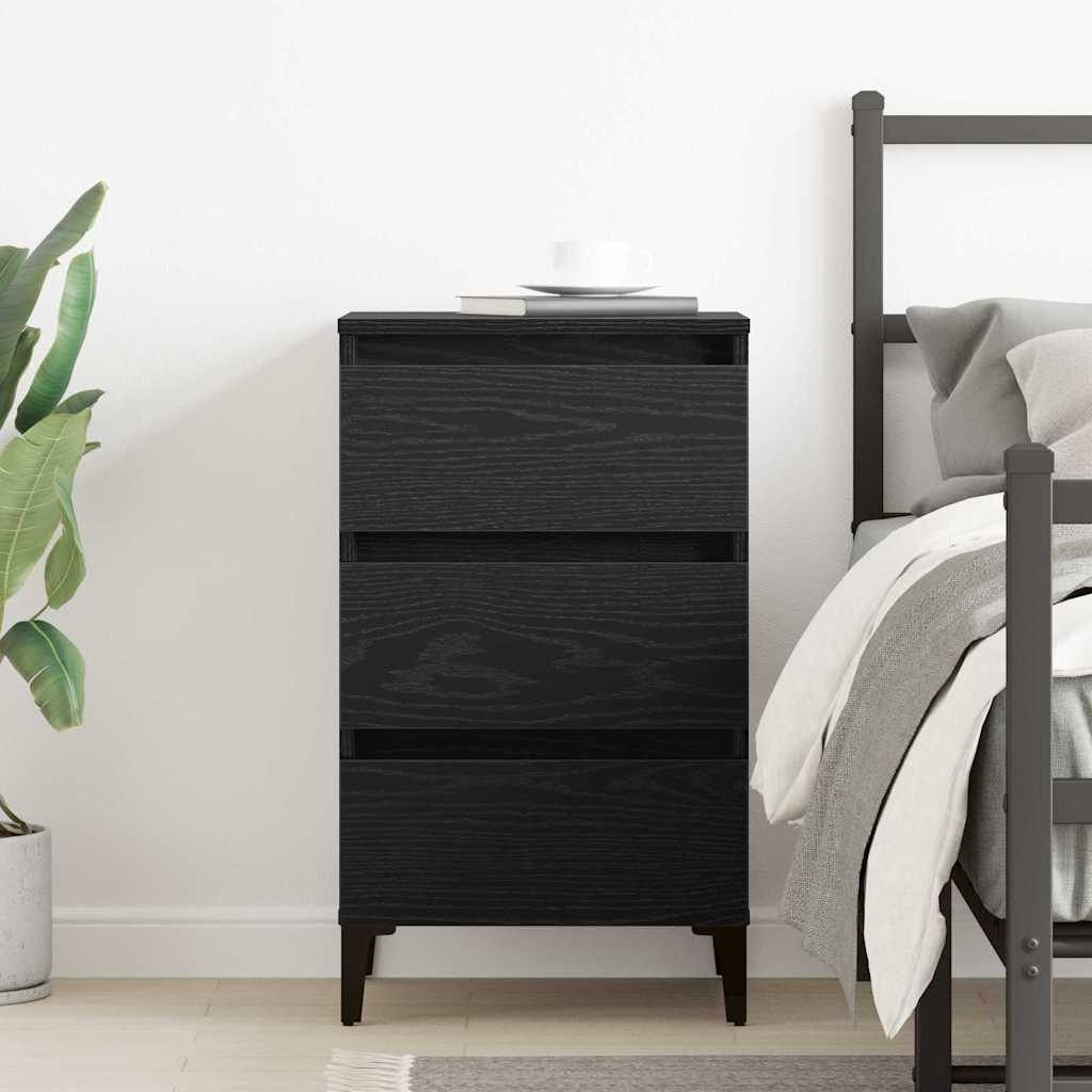 vidaXL Bedside Cabinet Black Oak 40 x 35 x 69 cm Engineered Wood 4