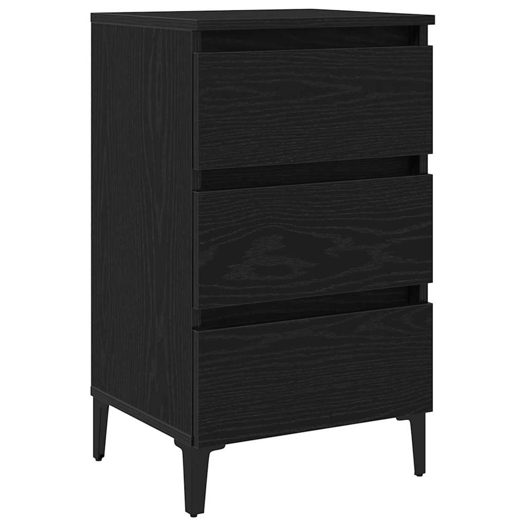 Bed Cabinet with Metal Legs 40x35x69 cm Black oak