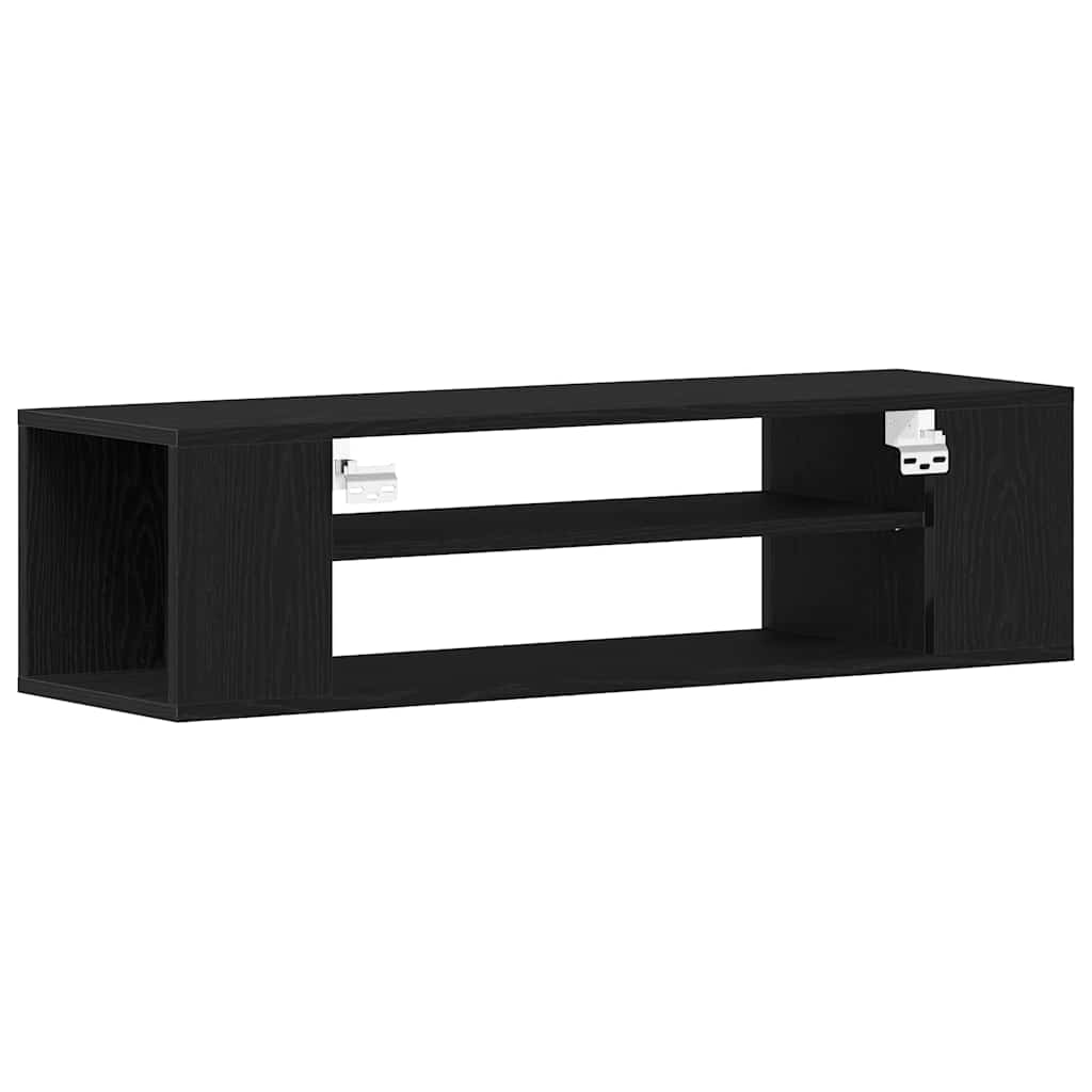 vidaXL TV Cabinet 100 x 30 x 26.5 cm Black Oak Engineered Wood 5