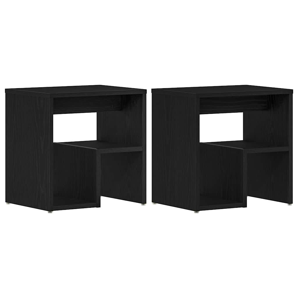 vidaXL Bedside Cabinet 2 pcs Black Oak 40 x 30 x 40 cm Engineered Wood 2