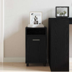 vidaXL Wheeled Side Cabinet 33 x 38 x 60 cm Engineered Wood Black Oak 3
