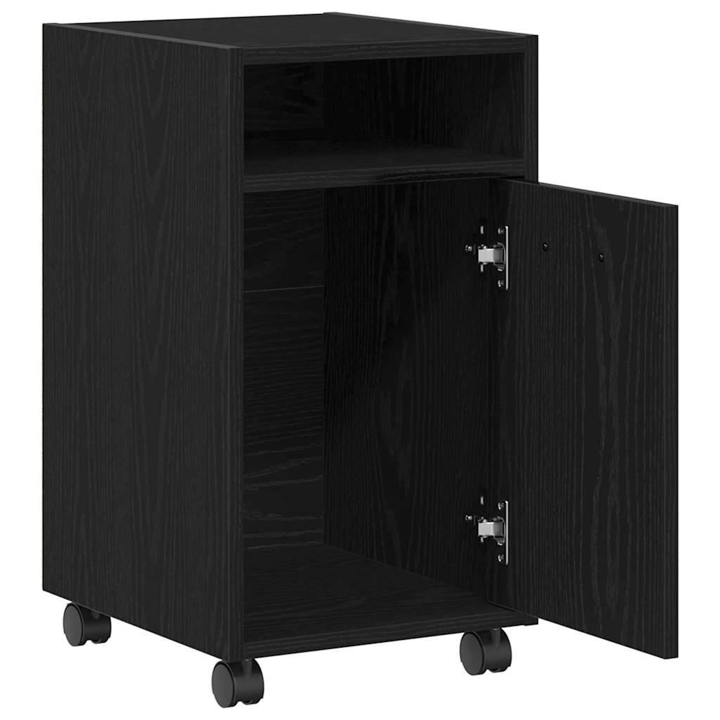 vidaXL Wheeled Side Cabinet 33 x 38 x 60 cm Engineered Wood Black Oak 2