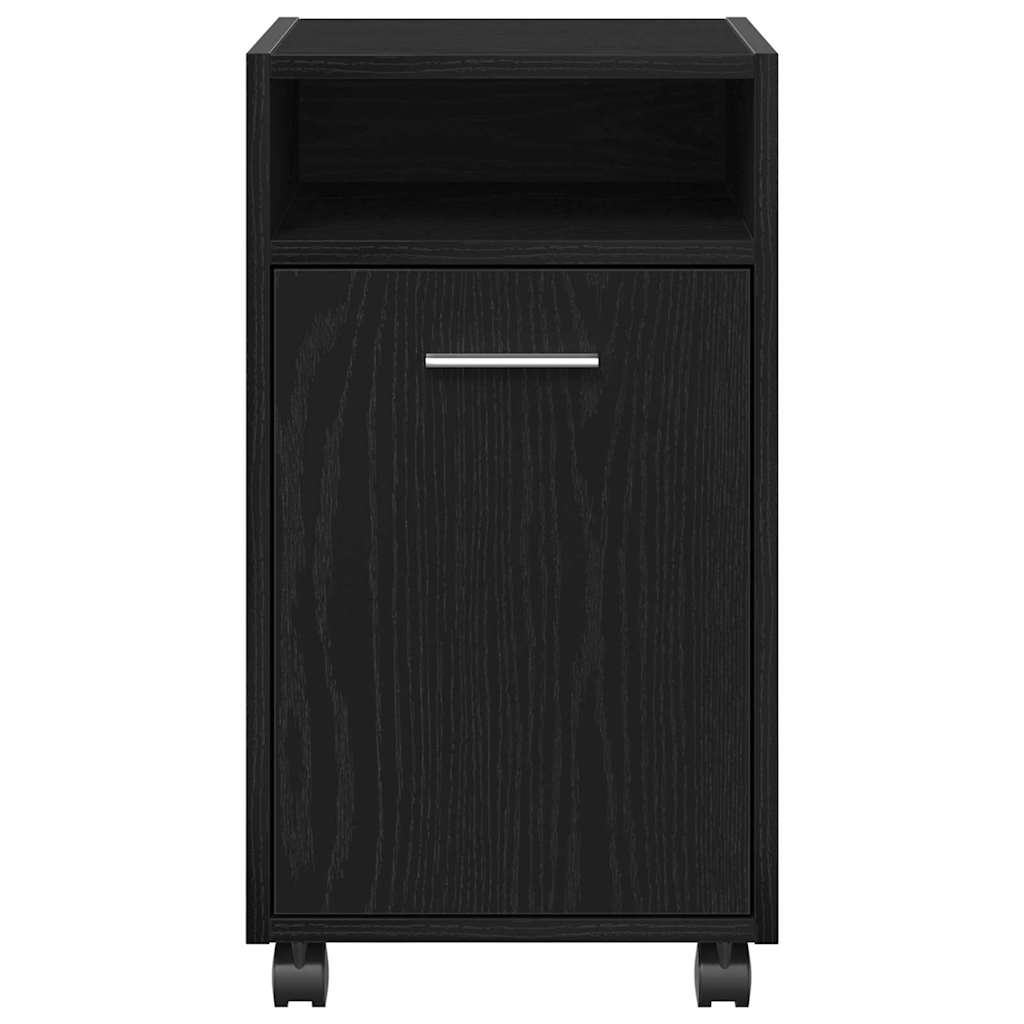 vidaXL Wheeled Side Cabinet 33 x 38 x 60 cm Engineered Wood Black Oak 5