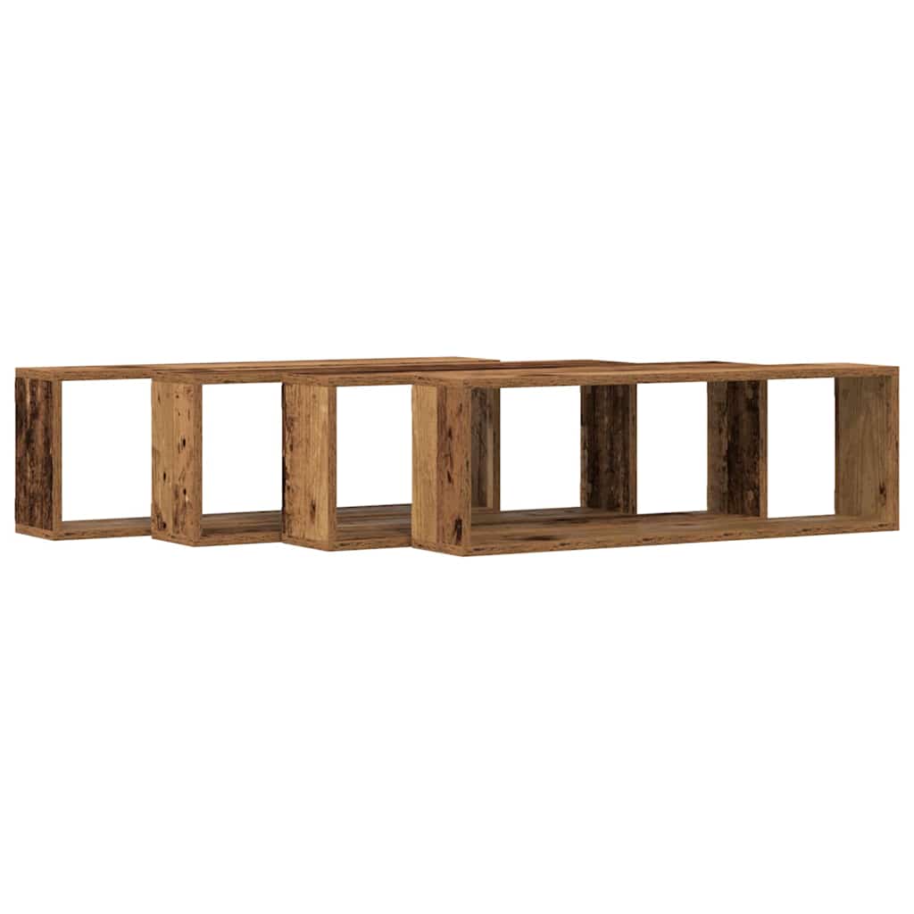 vidaXL Wall Shelves 4 pcs Old Wood 80 x 15 x 26 cm Engineered Wood 5