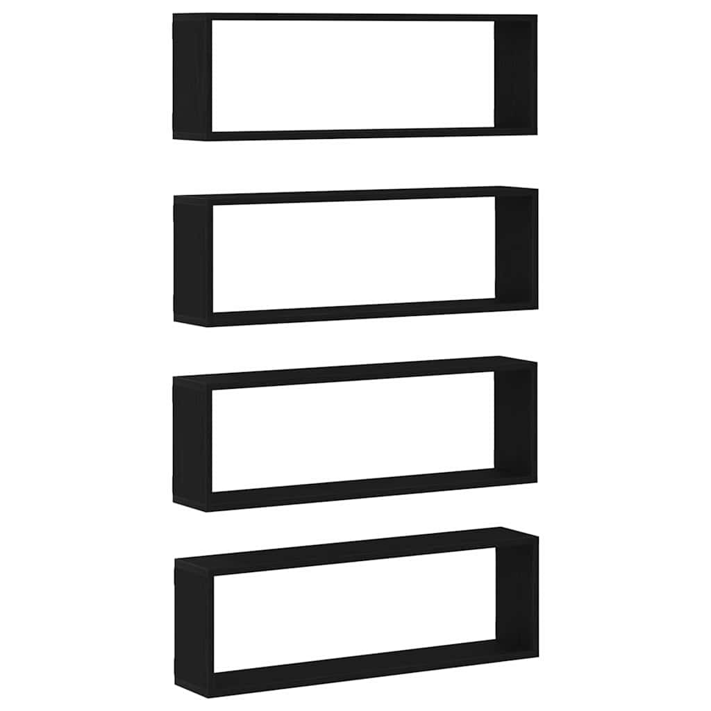 vidaXL Wall Shelves 4 pcs Black Oak 80 x 15 x 26 cm Engineered Wood 6