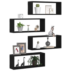 vidaXL Wall Shelves 4 pcs Black Oak 60 x 15 x 23 cm Engineered Wood 3