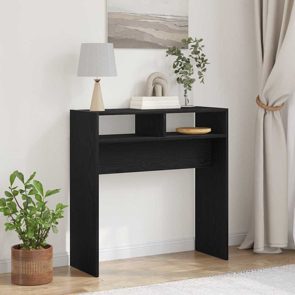 vidaXL Console Table Black Oak 78 x 30 x 80 cm Engineered Wood 1