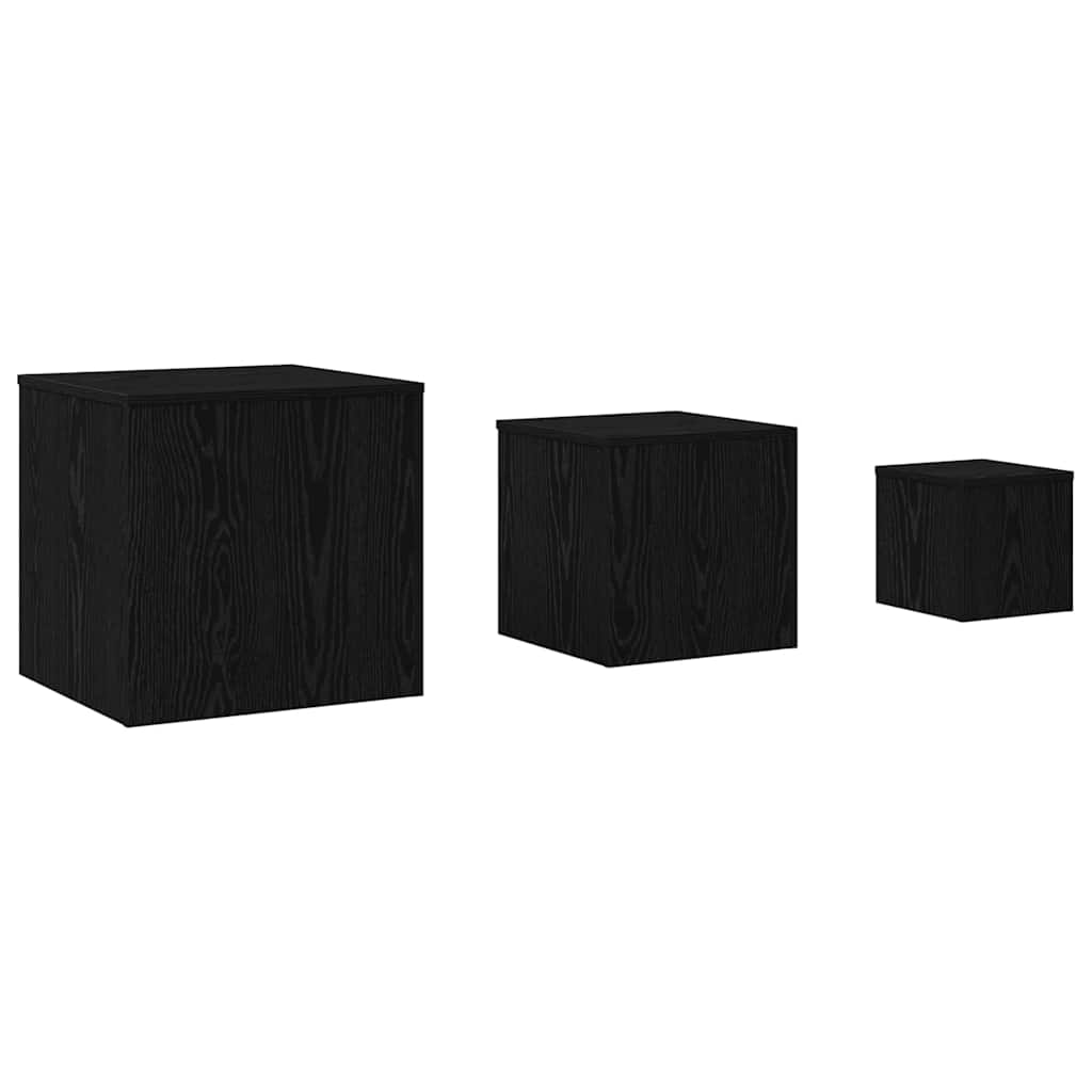 vidaXL Nesting Table 3 pcs Black Oak 45 x 45 x 45 cm Engineered Wood 2