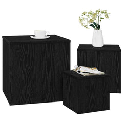 vidaXL Nesting Table 3 pcs Black Oak 45 x 45 x 45 cm Engineered Wood 3