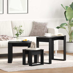 vidaXL Nesting Tables 3 pcs Black Oak 61 x 28 x 47 cm Engineered Wood 1
