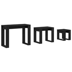 vidaXL Nesting Tables 3 pcs Black Oak 61 x 28 x 47 cm Engineered Wood 6