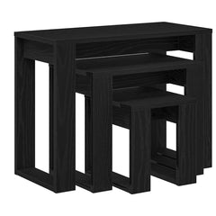vidaXL Nesting Tables 3 pcs Black Oak 61 x 28 x 47 cm Engineered Wood 2