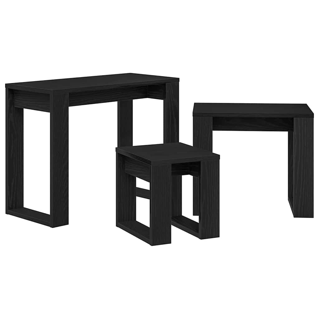 vidaXL Nesting Tables 3 pcs Black Oak 61 x 28 x 47 cm Engineered Wood 5