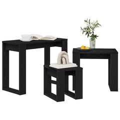 vidaXL Nesting Tables 3 pcs Black Oak 61 x 28 x 47 cm Engineered Wood 3