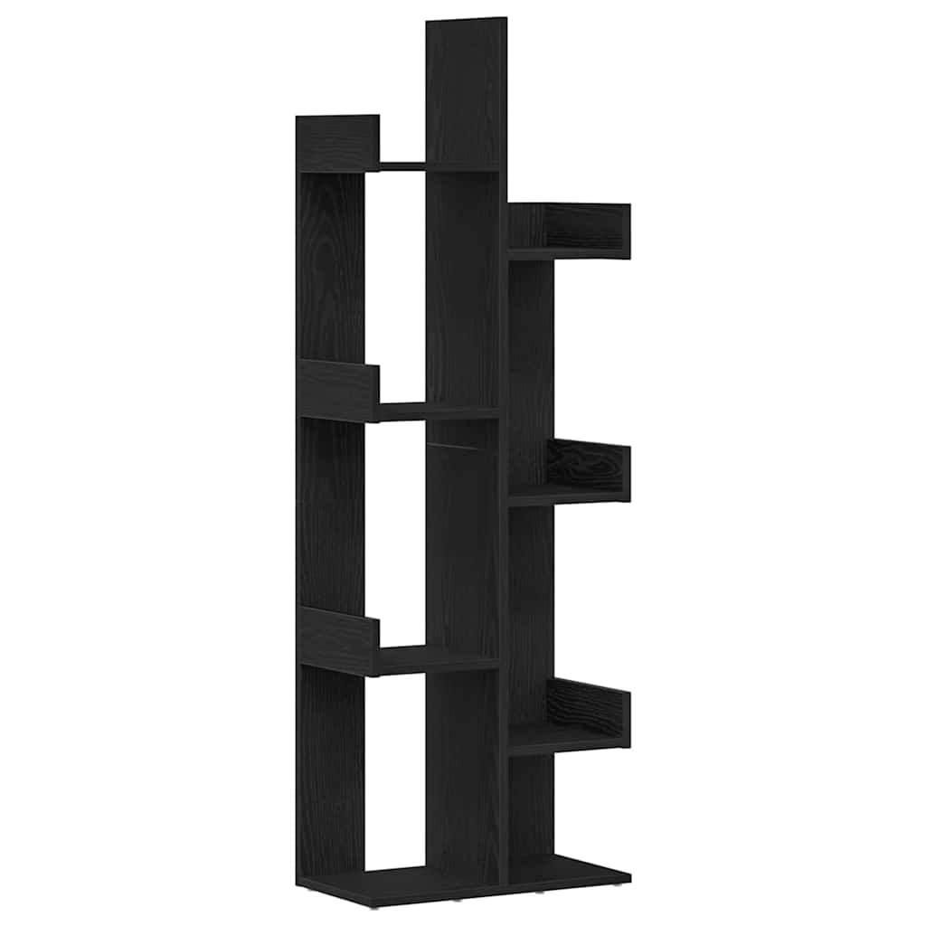 vidaXL Bookcase 8-Tier 48 x 25.5 x 140 cm Engineered Wood Black Oak 2