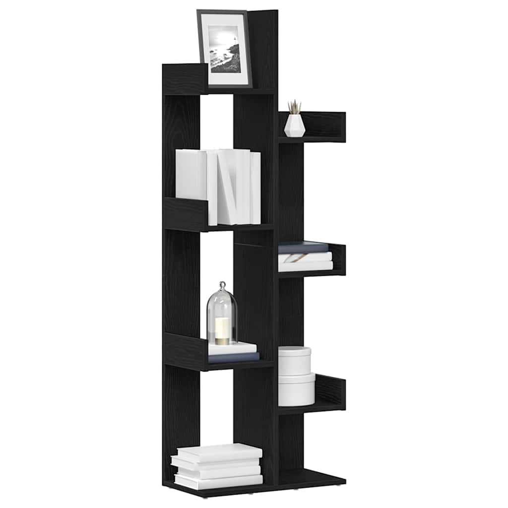 vidaXL Bookcase 8-Tier 48 x 25.5 x 140 cm Engineered Wood Black Oak 3