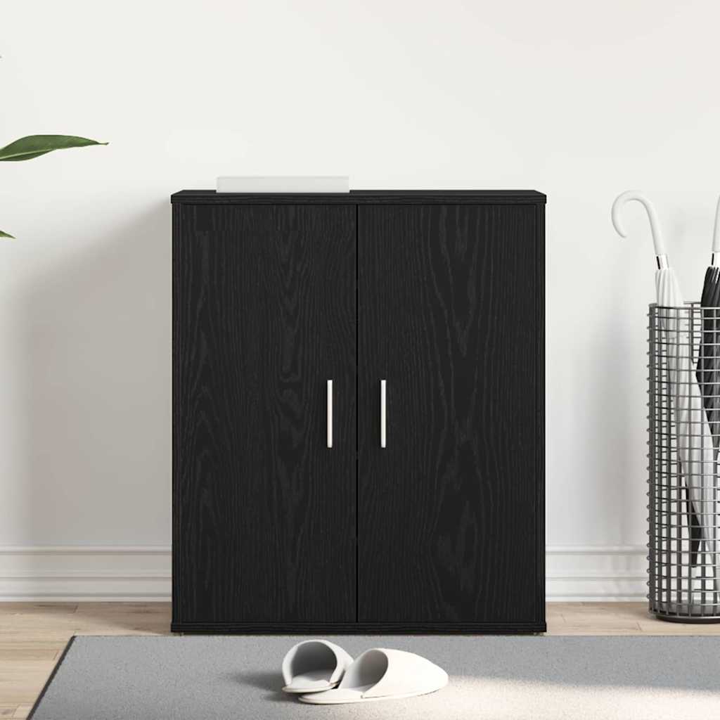 vidaXL Shoe Cabinet 60 x 35 x 70 cm Engineered Wood Black Oak 4