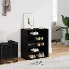 vidaXL Shoe Cabinet 60 x 35 x 70 cm Engineered Wood Black Oak 1