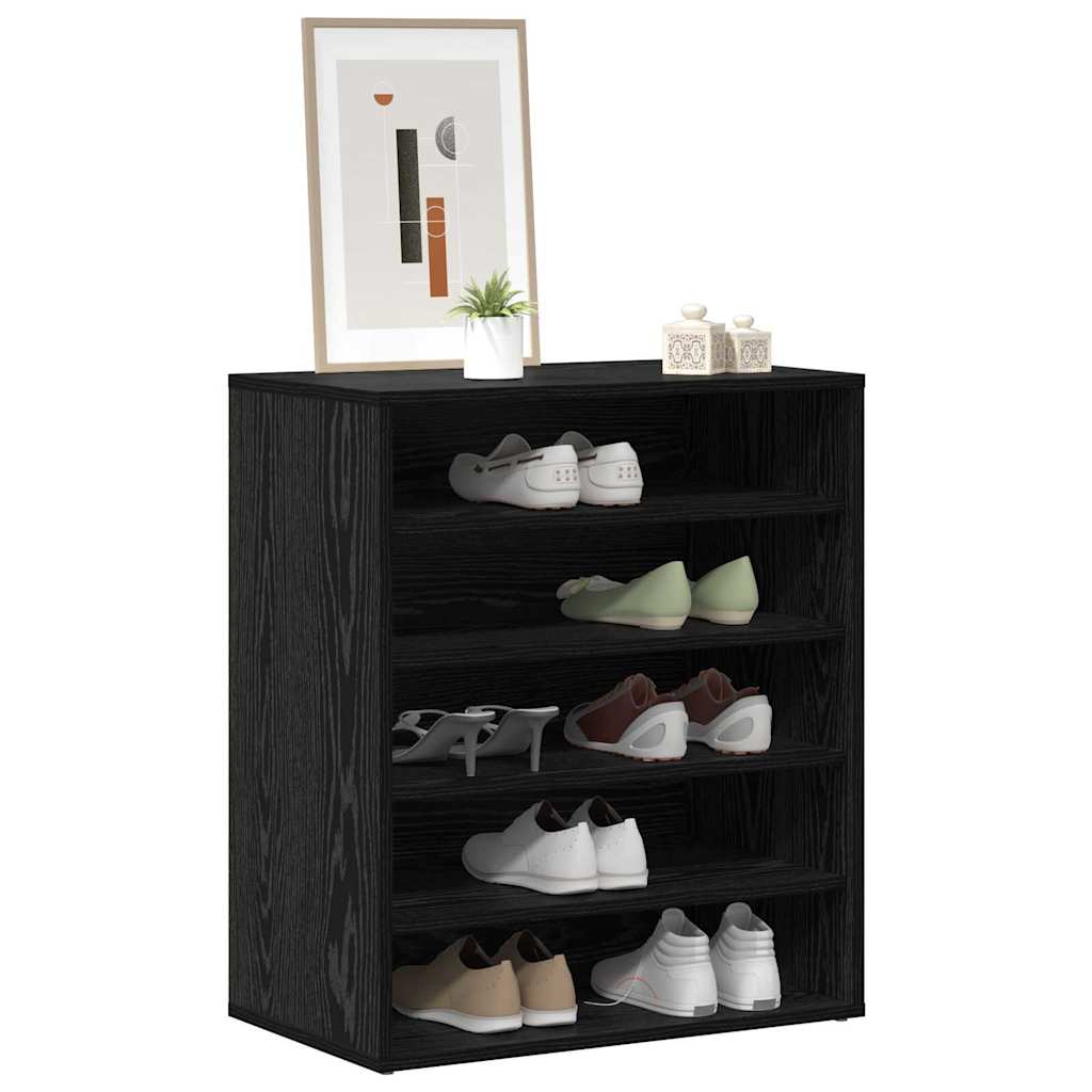 vidaXL Shoe Cabinet 60 x 35 x 70 cm Engineered Wood Black Oak 3