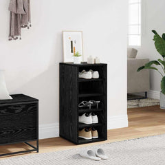 vidaXL Shoe Cabinet 32 x 35 x 70 cm Engineered Wood Black Oak 1