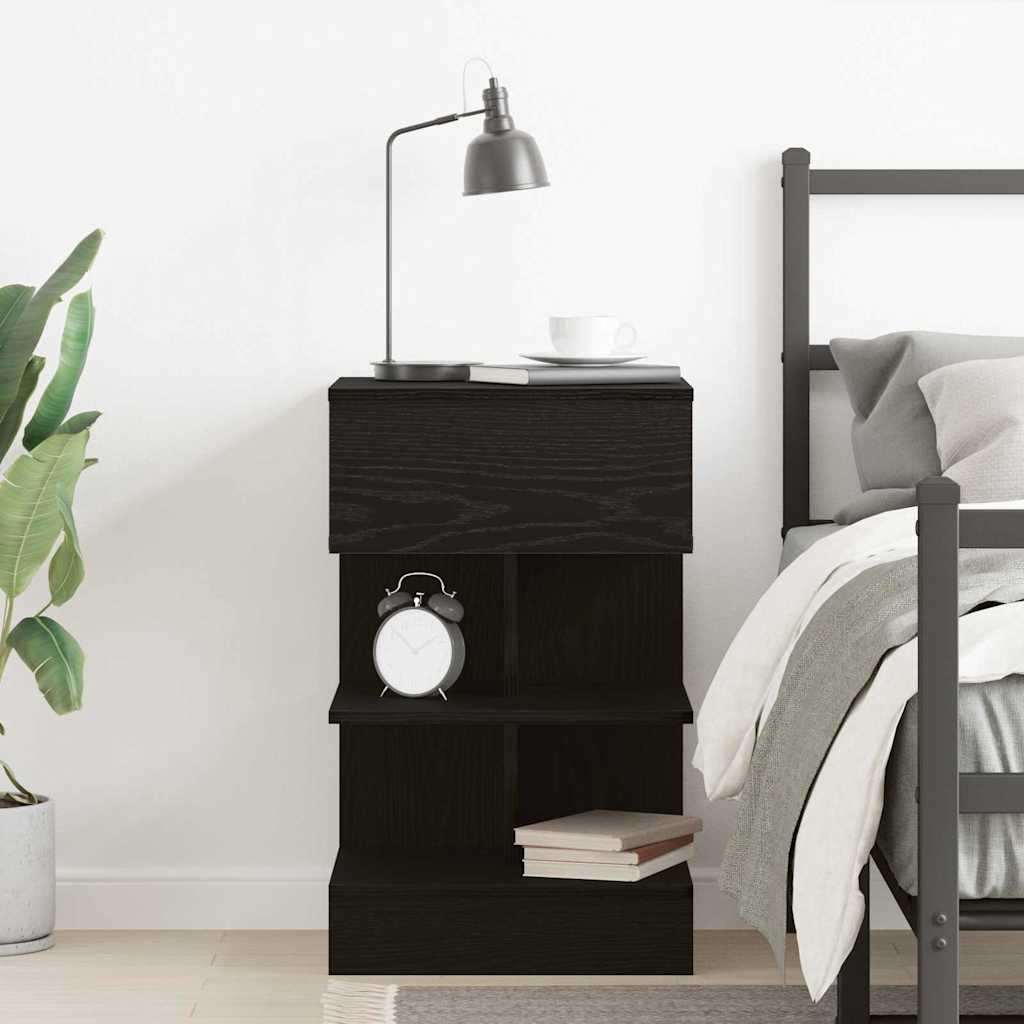 vidaXL Bedside Cabinet Black Oak 40 x 35 x 65 cm Engineered Wood 4