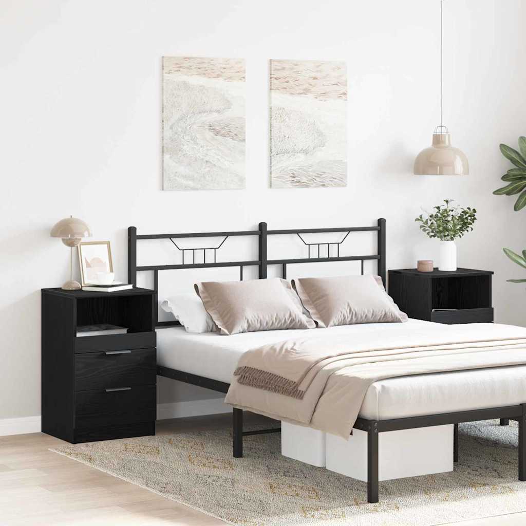 vidaXL Bedside Cabinet 2 pcs Black Oak 40 x 35 x 65 cm Engineered Wood 4