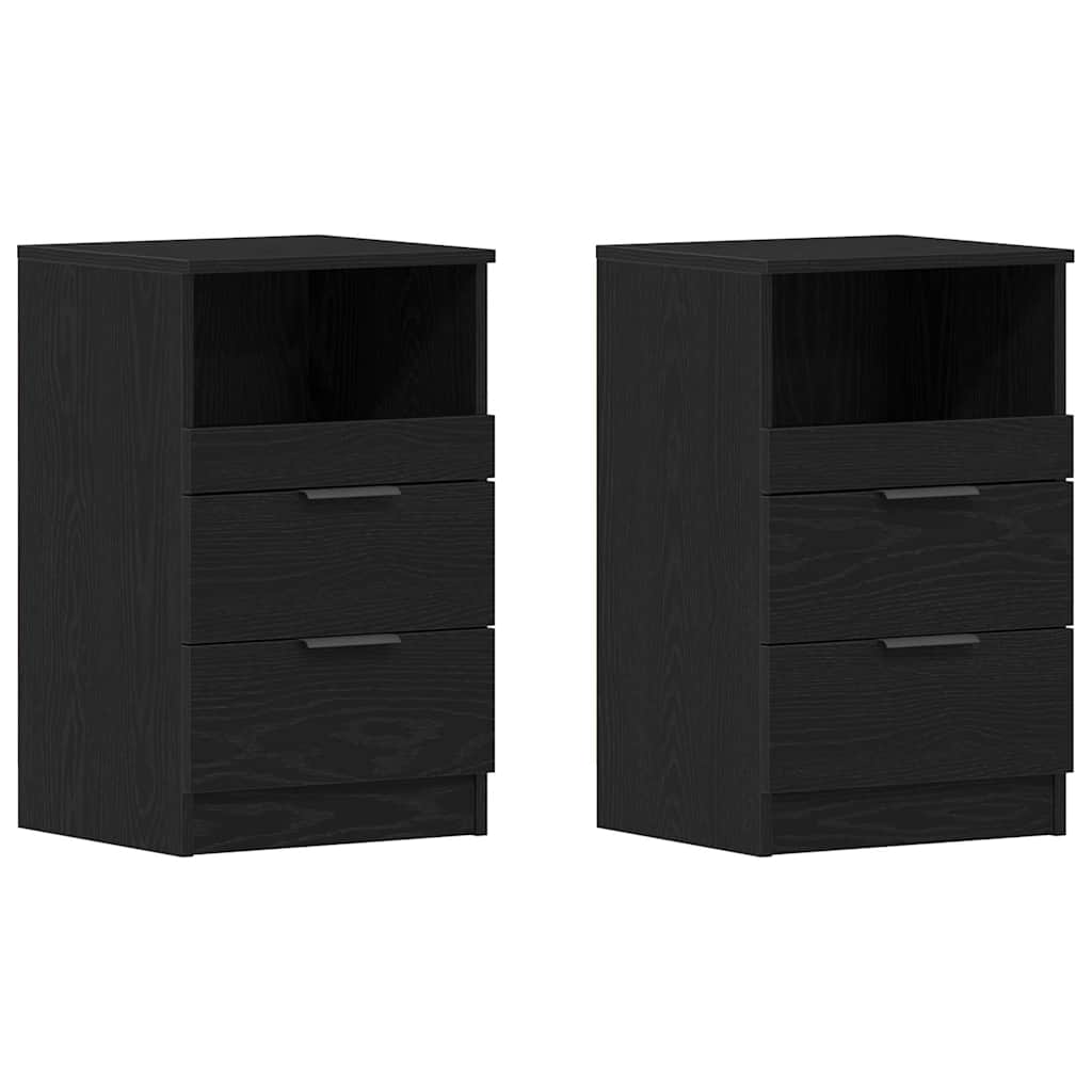 vidaXL Bedside Cabinet 2 pcs Black Oak 40 x 35 x 65 cm Engineered Wood 2