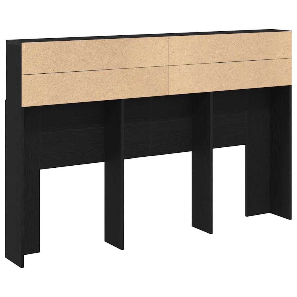vidaXL Headboard Cabinet Black Oak Engineered Wood 5
