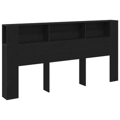 Headboard Cabinet 200x18.5x104.5 cm 200 cm Black oak