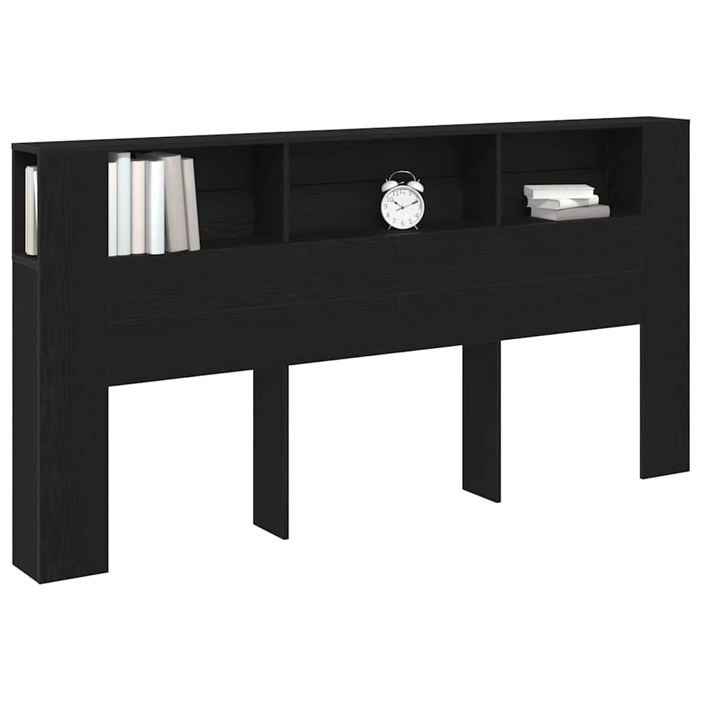Headboard Cabinet 200x18.5x104.5 cm 200 cm Black oak