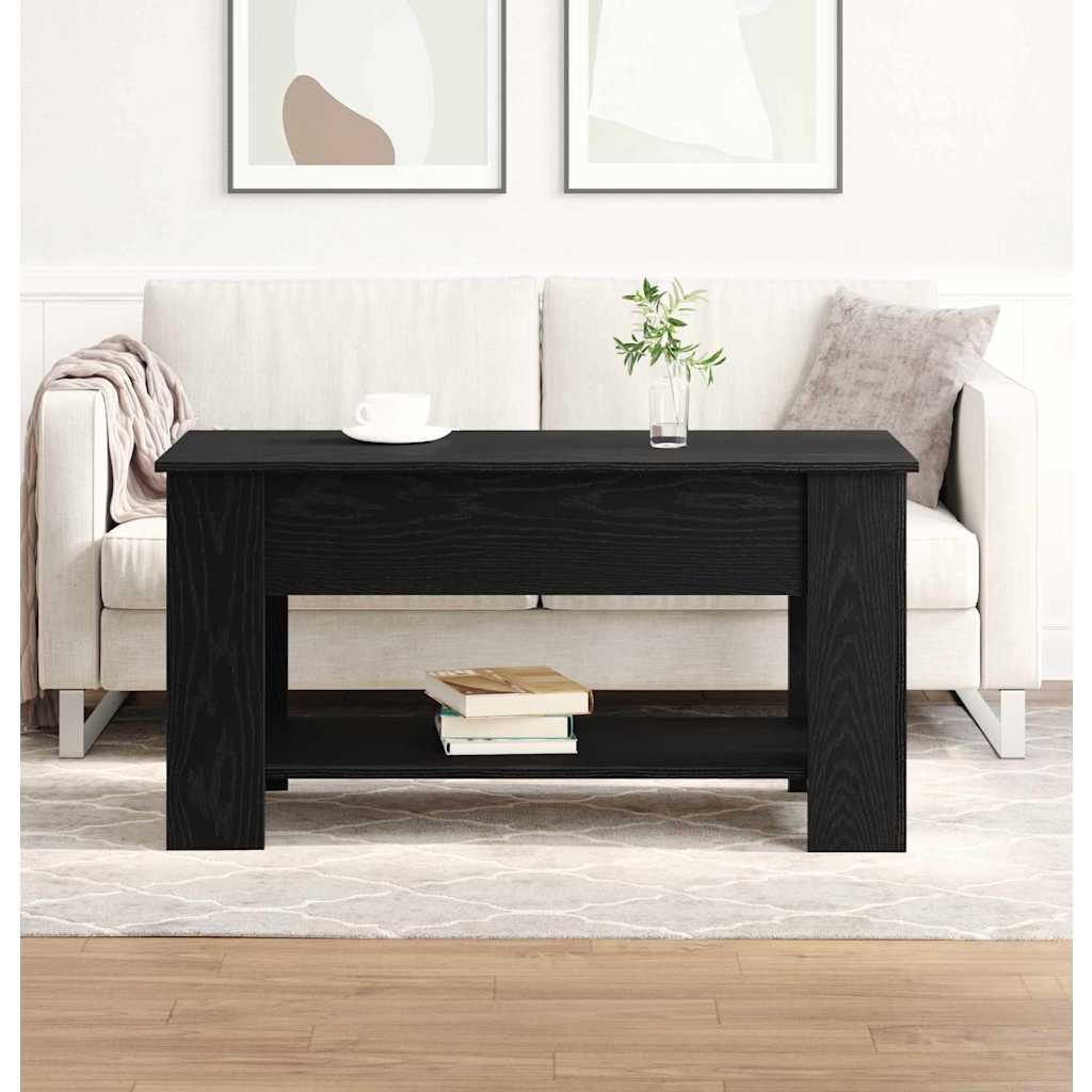 Coffee Table 101x49x52 cm Engineered Wood Black oak