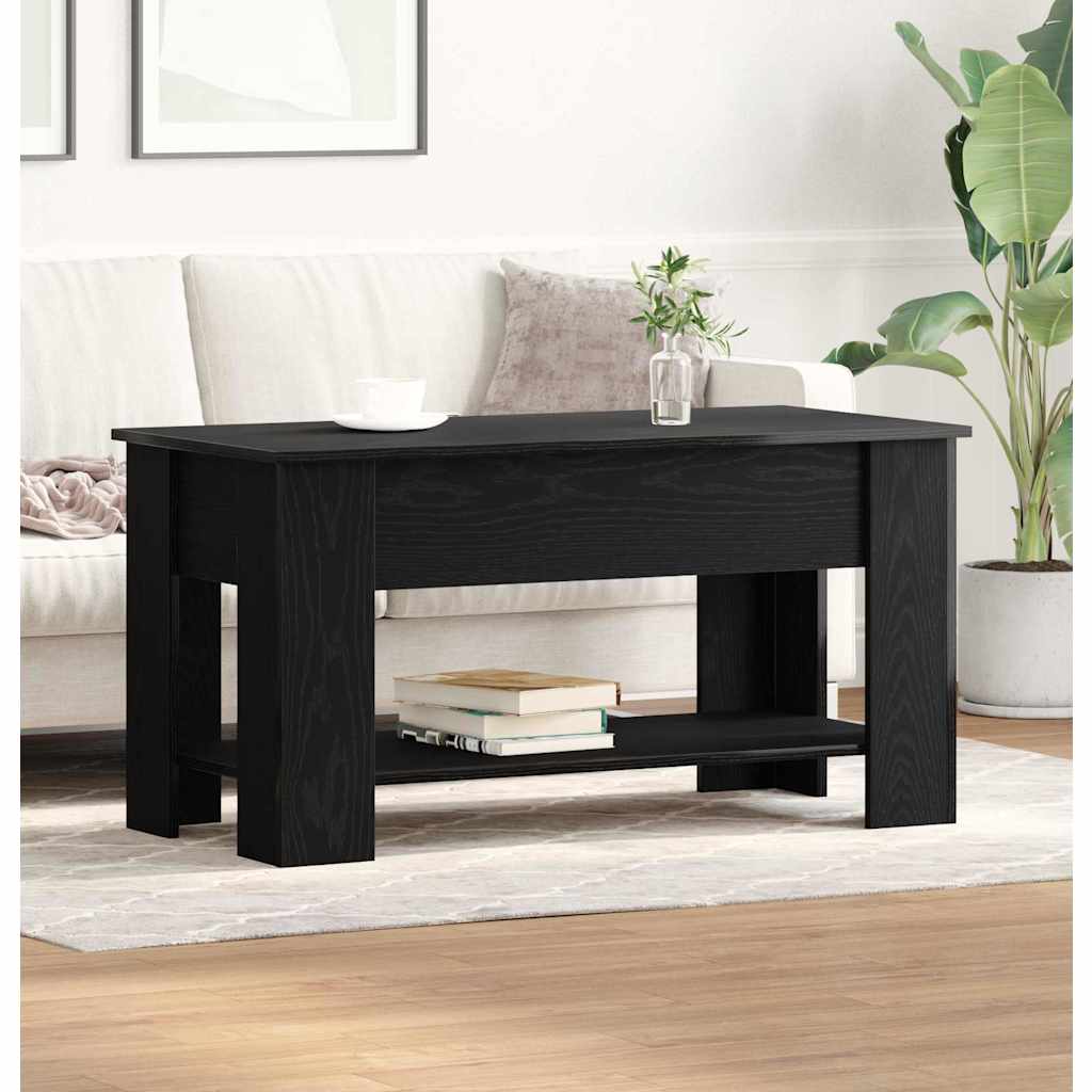 Coffee Table 101x49x52 cm Engineered Wood Black oak