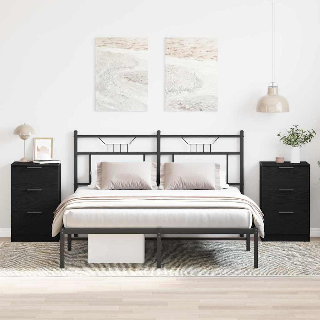 vidaXL Bedside Cabinet 2 pcs Black Oak 40 x 65 x 65 cm Engineered Wood 1