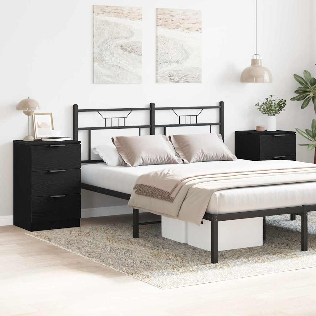 vidaXL Bedside Cabinet 2 pcs Black Oak 40 x 65 x 65 cm Engineered Wood 4