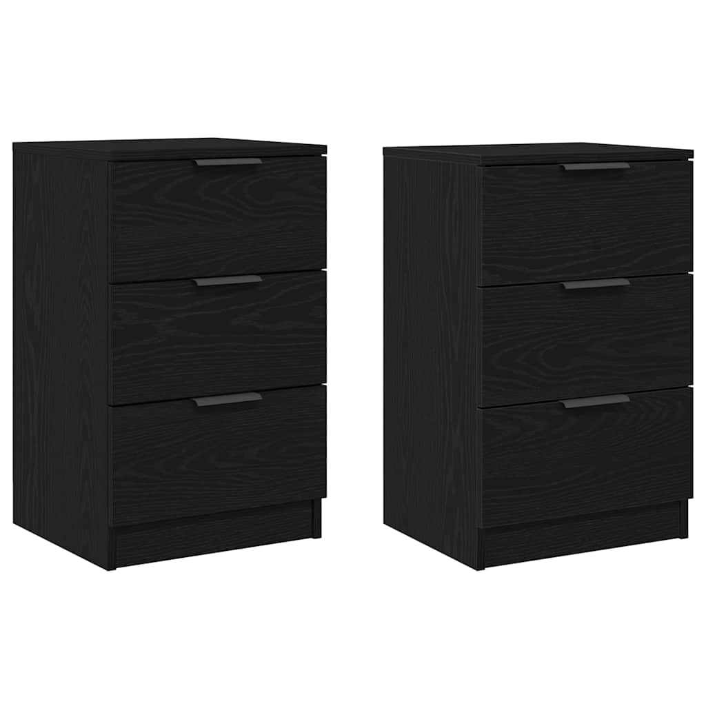 vidaXL Bedside Cabinet 2 pcs Black Oak 40 x 65 x 65 cm Engineered Wood 2