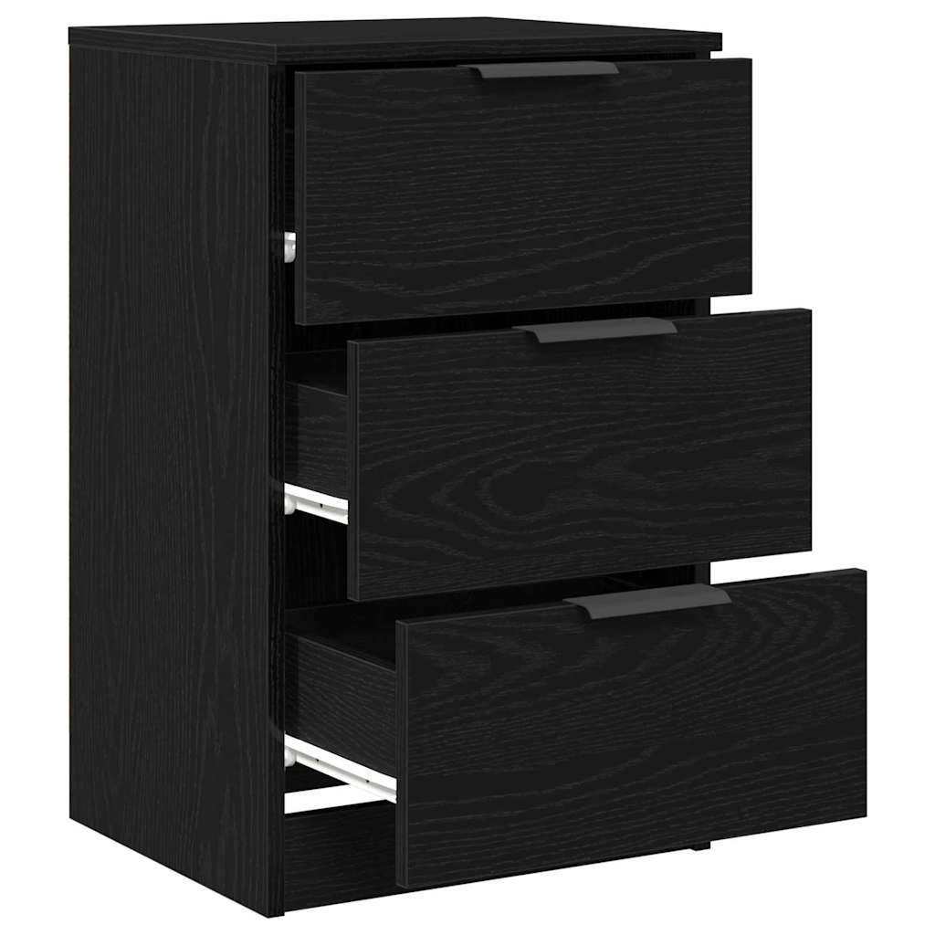 vidaXL Bedside Cabinet 2 pcs Black Oak 40 x 65 x 65 cm Engineered Wood 5