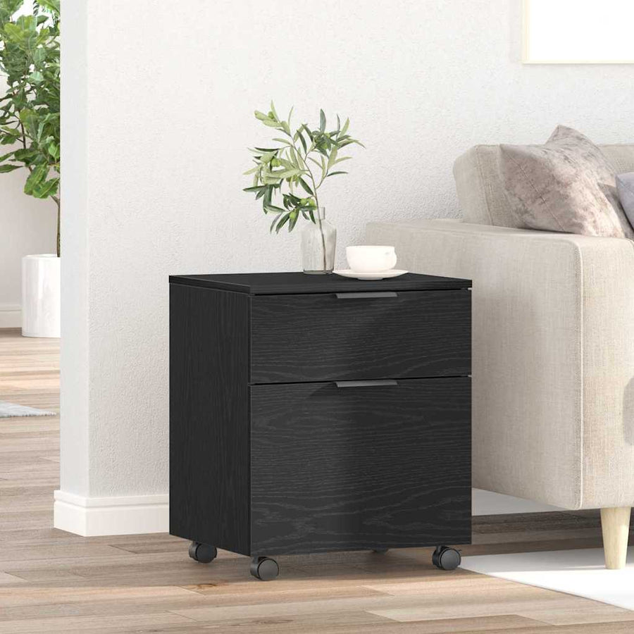 File Cabinet Black Oak Engineered Wood