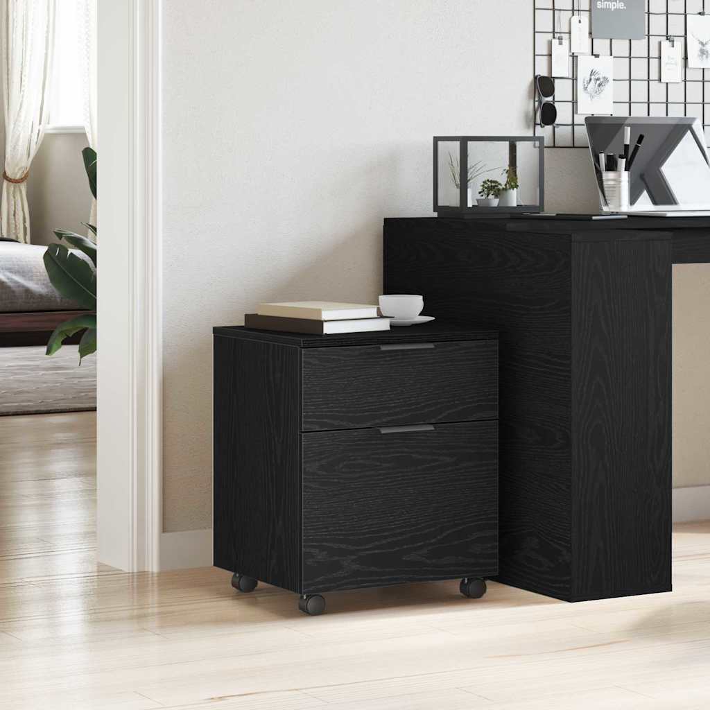 vidaXL File Cabinet Black Oak 45 x 38 x 54 cm Engineered Wood 4