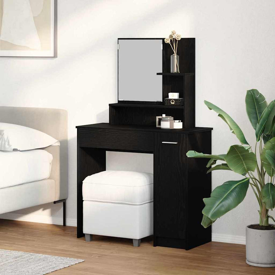 vidaXL Dressing Table Black Oak 86.5 x 35 x 136 cm Engineered Wood 1