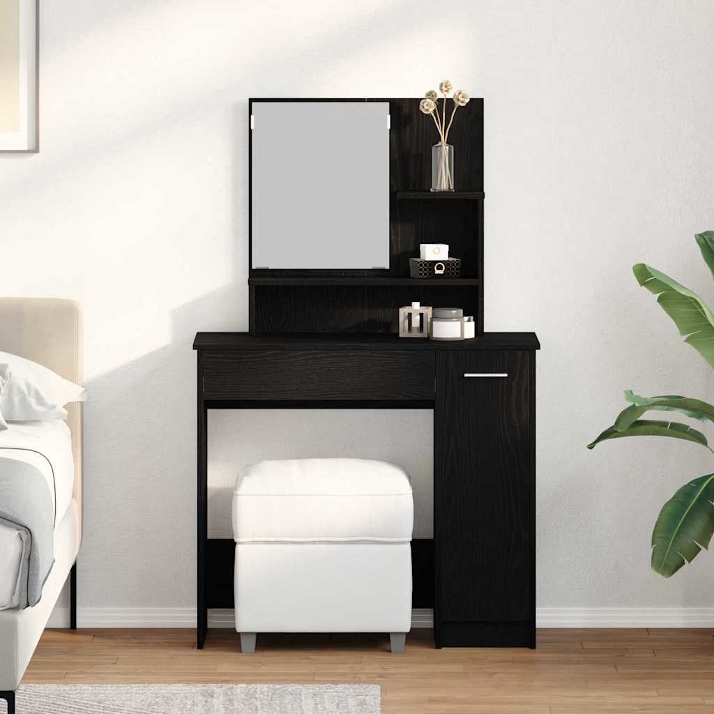 vidaXL Dressing Table Black Oak 86.5 x 35 x 136 cm Engineered Wood 4