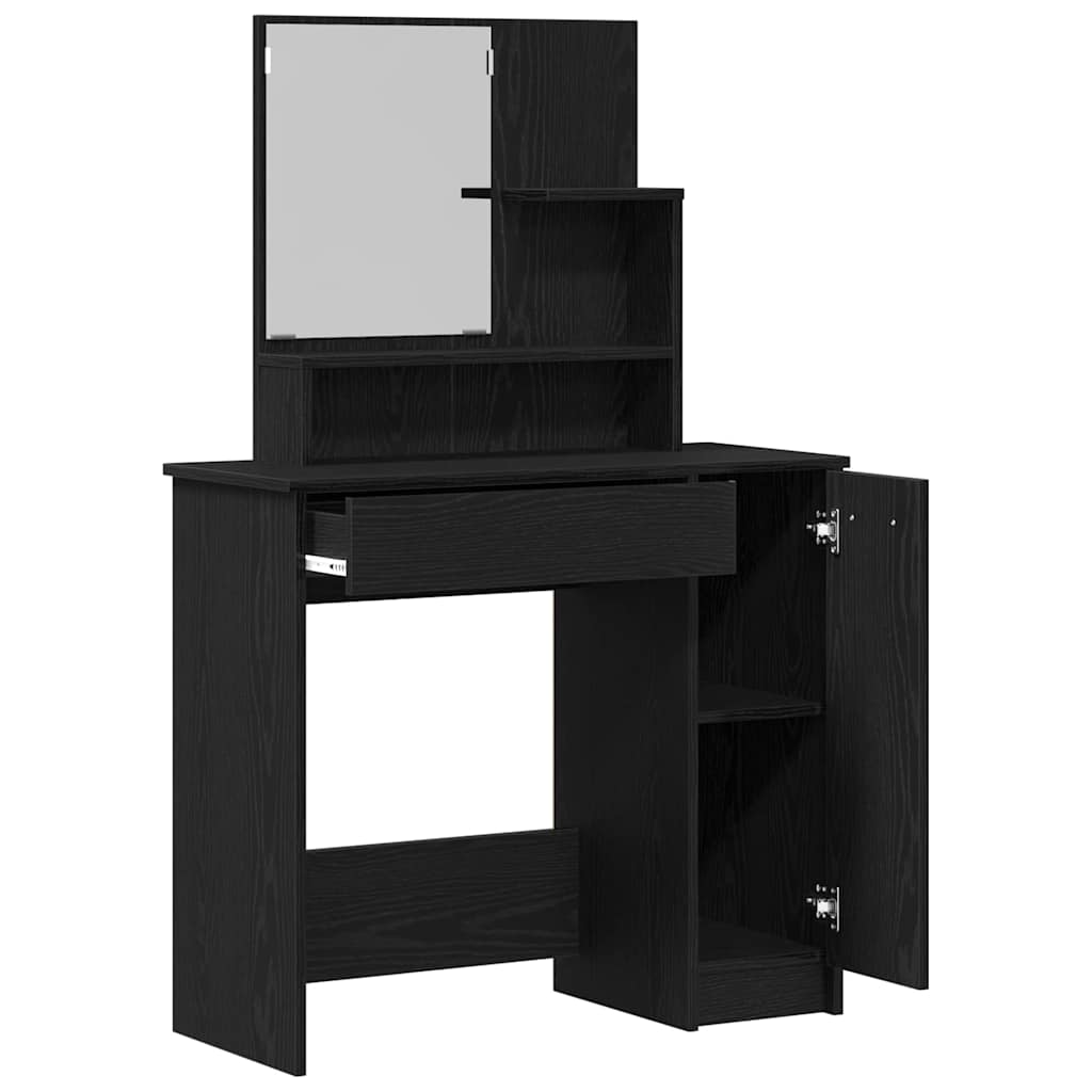 vidaXL Dressing Table Black Oak 86.5 x 35 x 136 cm Engineered Wood 2
