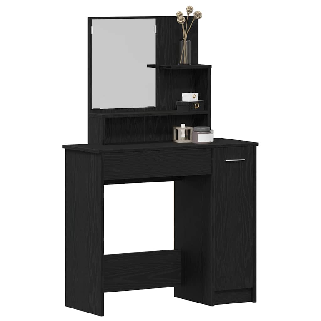 vidaXL Dressing Table Black Oak 86.5 x 35 x 136 cm Engineered Wood 3
