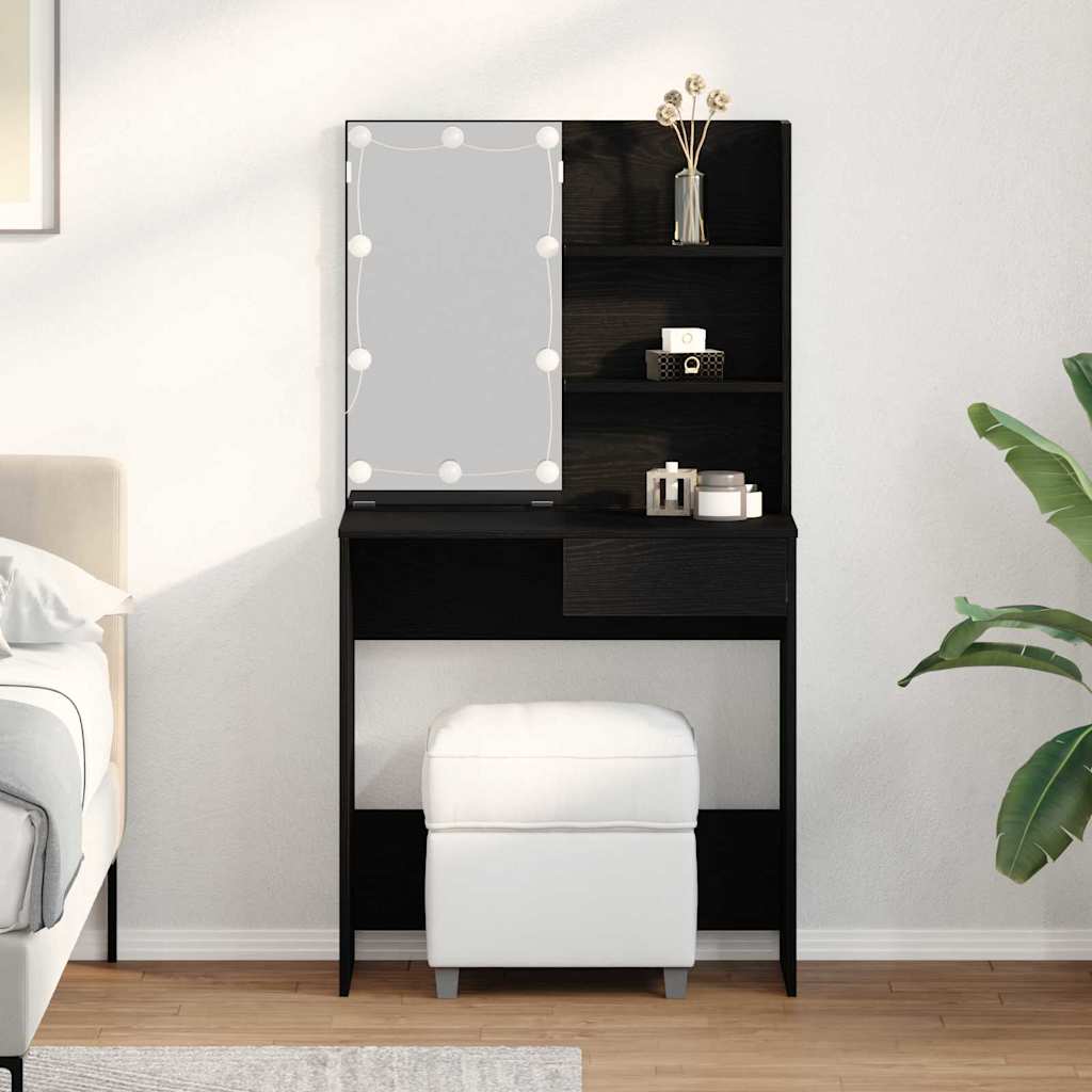vidaXL Dressing Table Black Oak 74.5 x 40 x 141 cm Engineered Wood 1