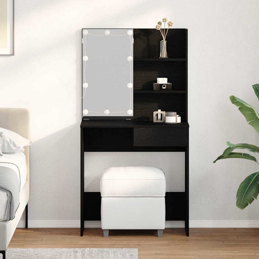 vidaXL Dressing Table Black Oak 74.5 x 40 x 141 cm Engineered Wood 1