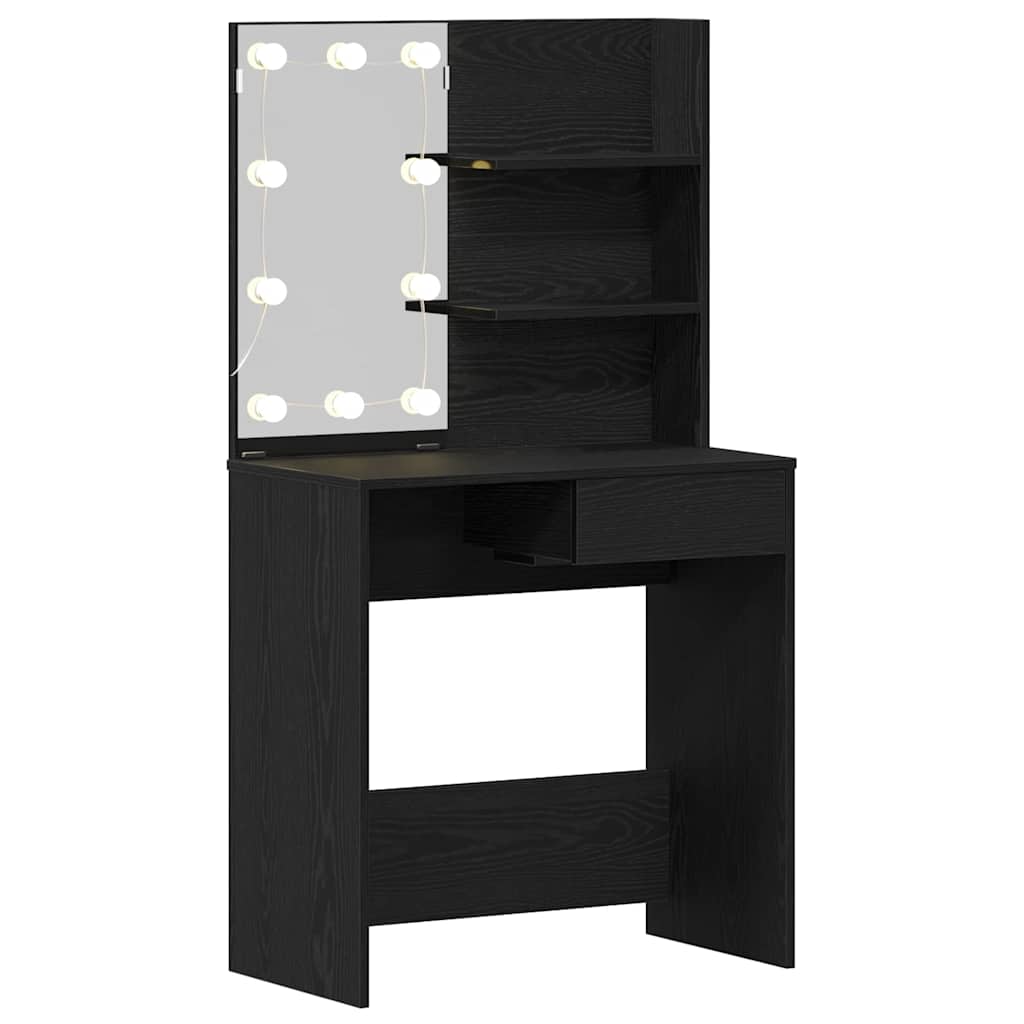 vidaXL Dressing Table Black Oak 74.5 x 40 x 141 cm Engineered Wood 4
