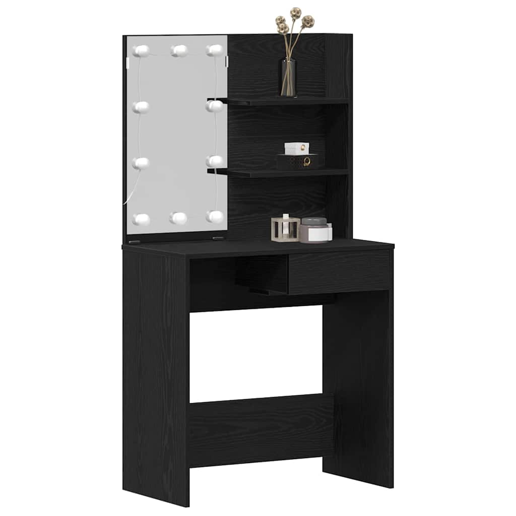 vidaXL Dressing Table Black Oak 74.5 x 40 x 141 cm Engineered Wood 3