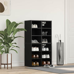 vidaXL Shoe Cabinet 2 pcs 52 x 30 x 50.5 cm Engineered Wood Black Oak 4